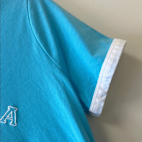 Nautica Sz Medium Blue Crew Neck T-Shirt with White Embroidered Letters - Picture 4 of 7